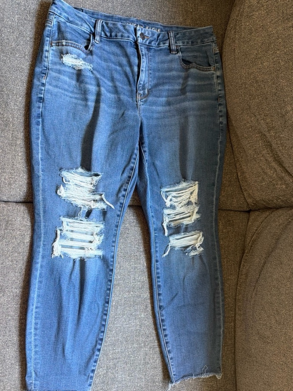 Curvy High-Rise Distressed Blue Jeans - Women